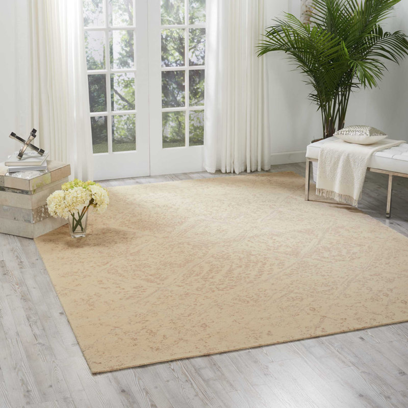 Tapis gris / ivoire à motif géométrique, Rectangle 9 pi 9 po x 13 pi