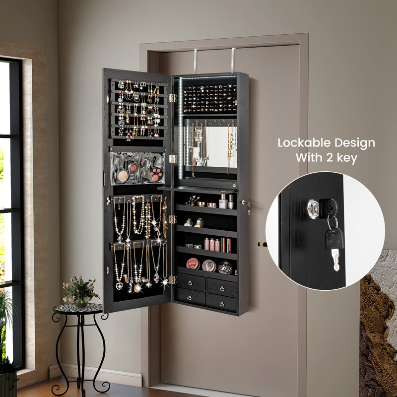 Adalbern Solid Wood Jewelry Armoire, White