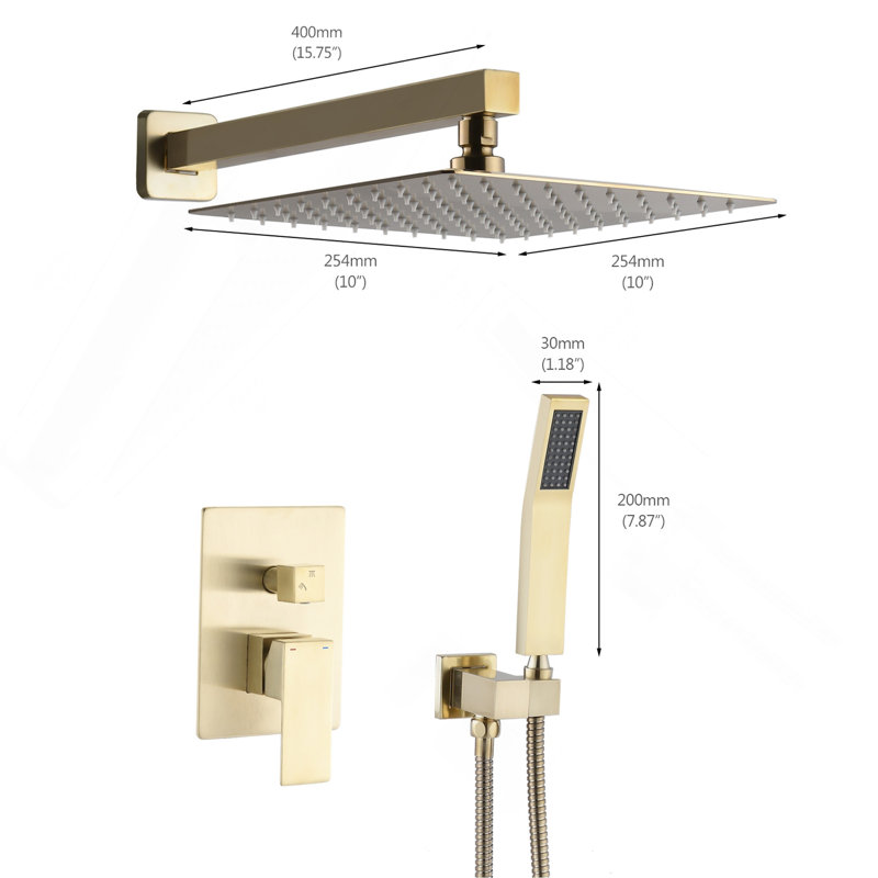 Shower set brushed gold 10 inch bathroom Deluxe shower mixer shower combination set wall mounted shower head system shower faucet