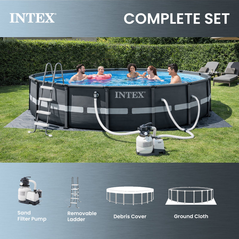 Intex Ultra XTR Frame 16'x48" Above Ground Pool and OptiFlow Premium Filter Sand, 16' x 48"