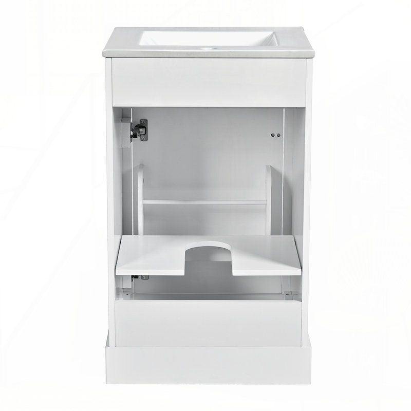 Meuble-lavabo de 20 po avec lavabo en céramique, Blanc