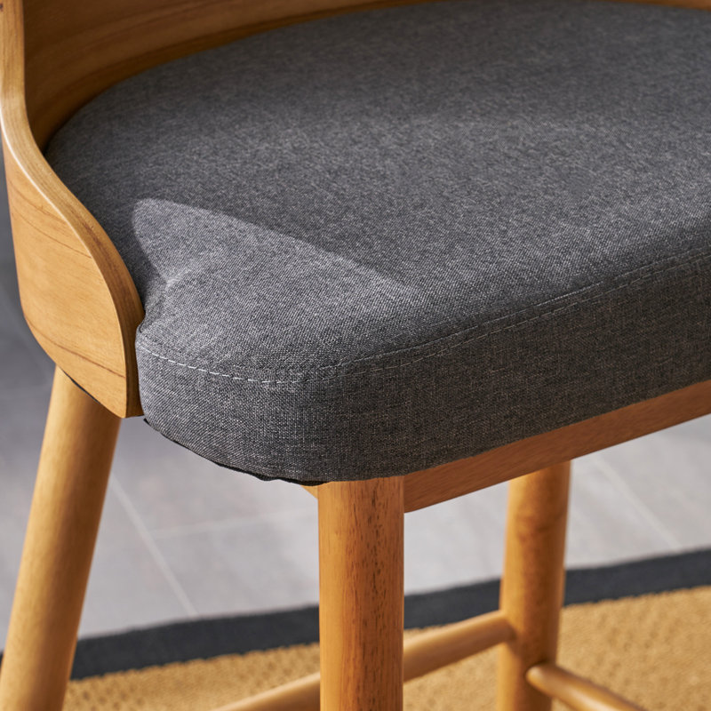 Overturf 30'' Upholstered Barstool with Solid Wood Frame, Charcoal
