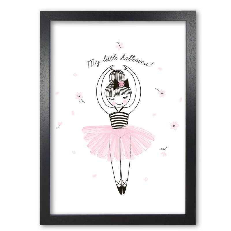 My Little Ballerina - Painting, 30 cm H x 21 cm W x 5 cm D, Black Grain Frame