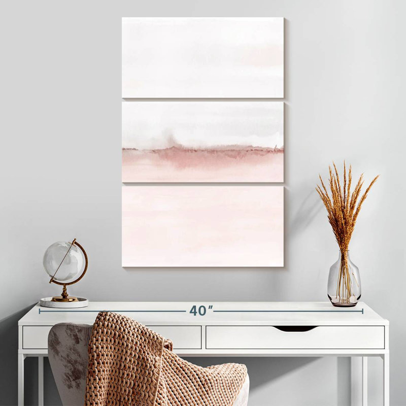 Aquarelle paysage VI rosé gris II, H 32 po x l 20 po