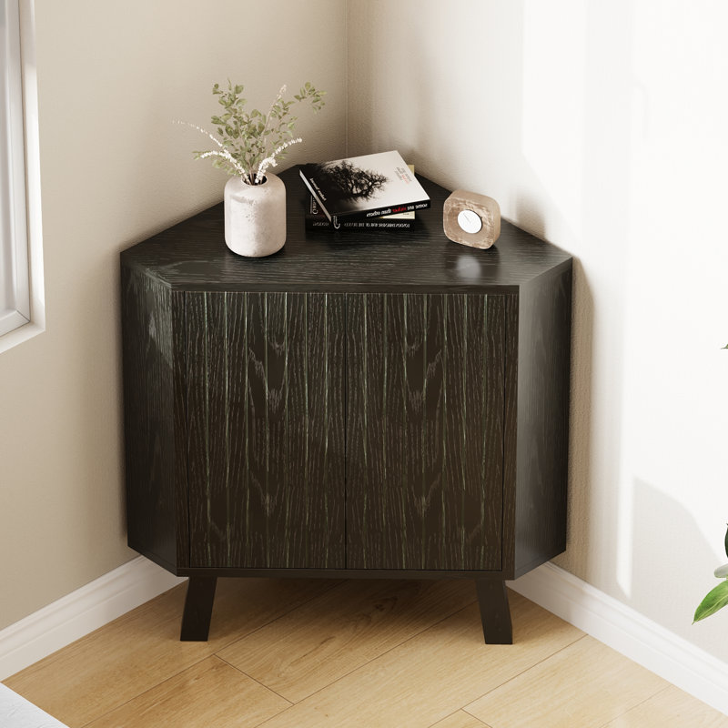 Armoire de rangement en coin avec tablette réglable Farmhouse, Noir