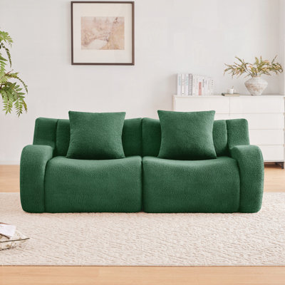 Modular Sectional Sofa with Premium Teddy Fabric, No Assembly, Curved Armrests, and Non-Slip Base for Comfort and Stability