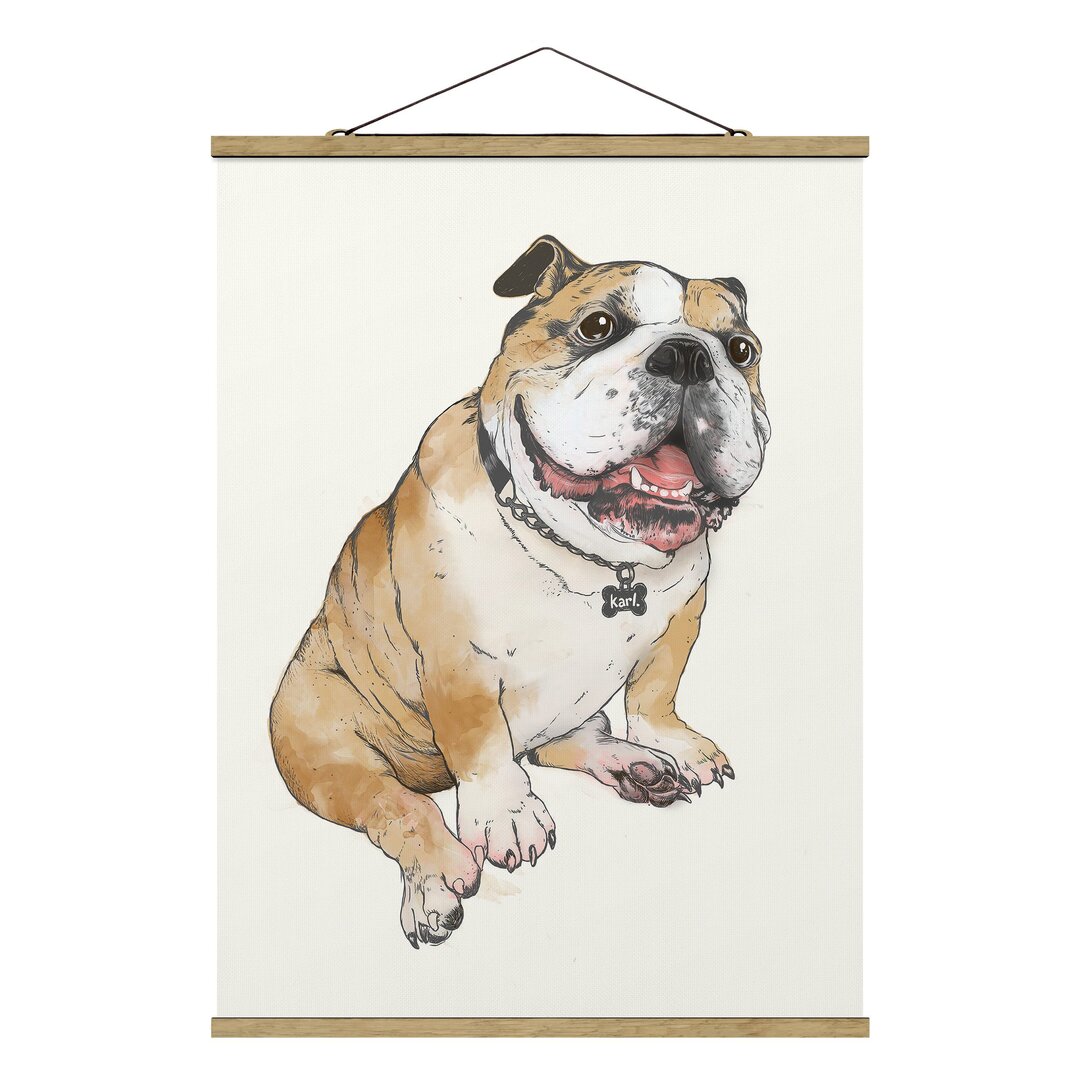 Kunstdruck Illustration Dog Bulldog von Laura Graves