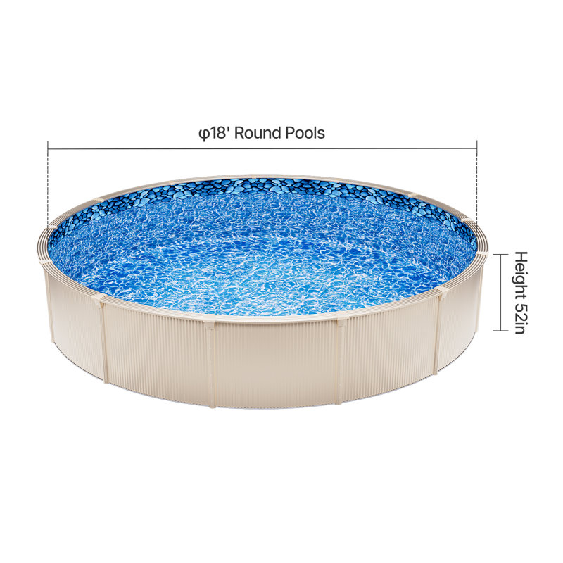 Toile ronde pour piscine, H 52 po x l 216 po x P 216 po