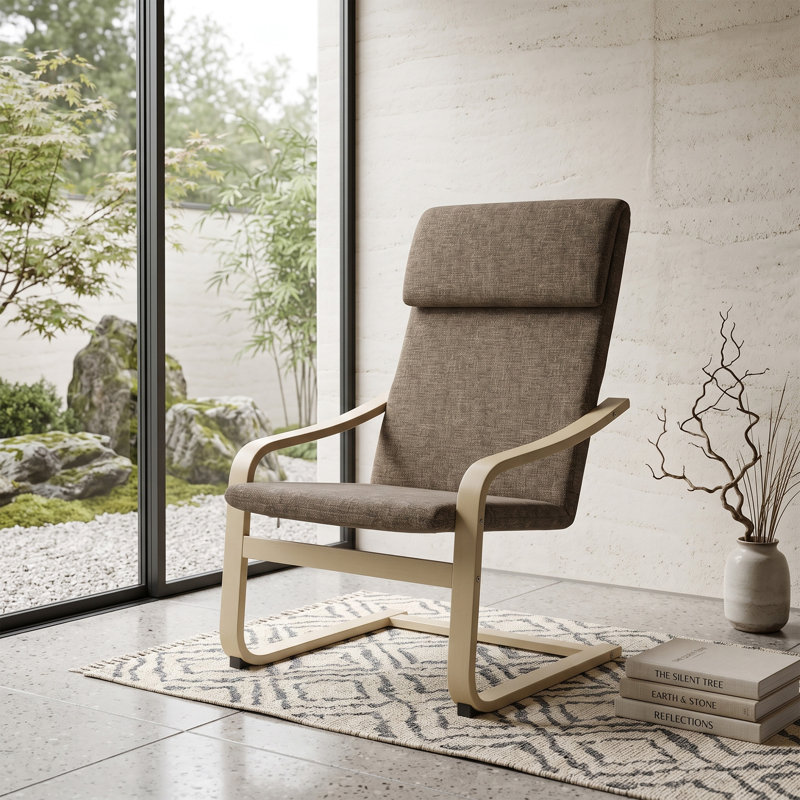 Chaise d'appoint moderne avec pieds courbés en bois, gris foncé, 38.6" H x 25.6" W x 31.5" D, Polyester gris foncé