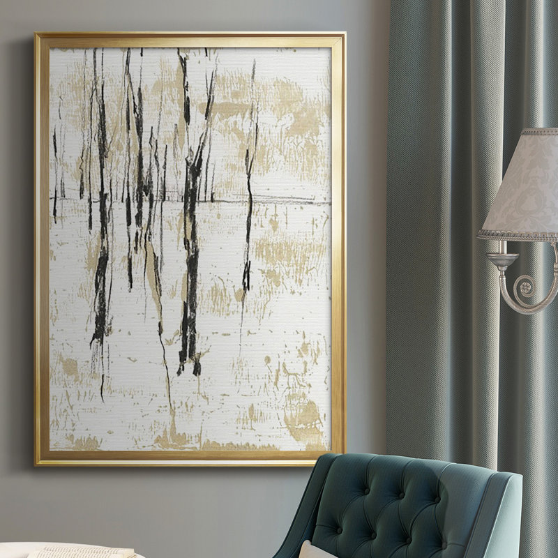 «Gilded Forest I», peinture encadrée sur papier, H 24,5 po x l 18,5 po x P 1 po, Or