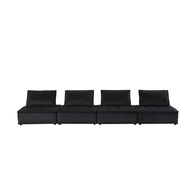 Anna 120"  Velvet 4 Pc Sectional Sofa, 29" H x 80" W x 120" D