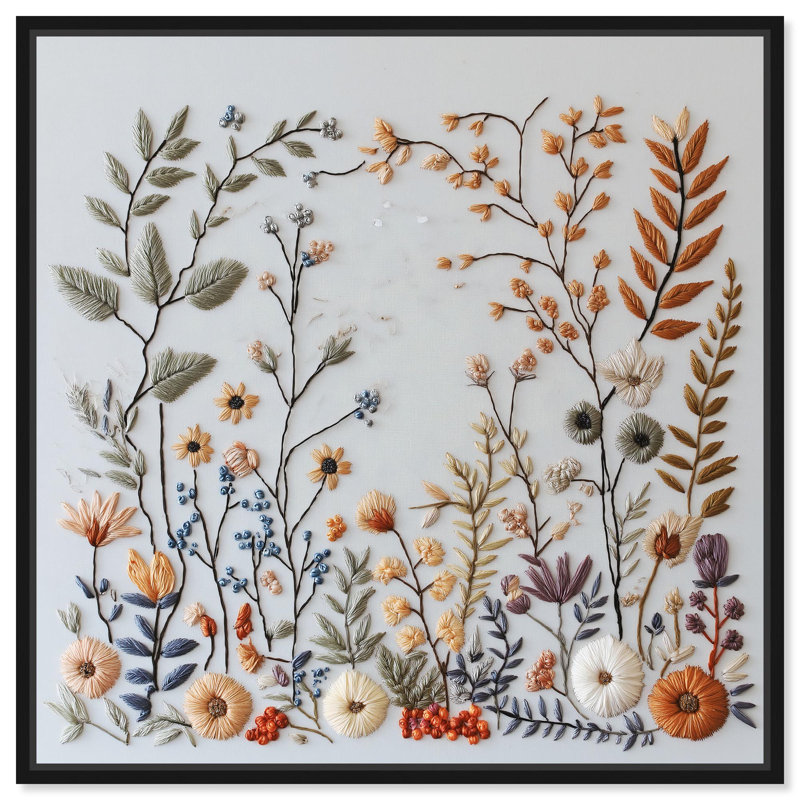 Threaded Thicket Canvas Floral Prints by Art Remedy, 13" H x 13" W, Black Frame