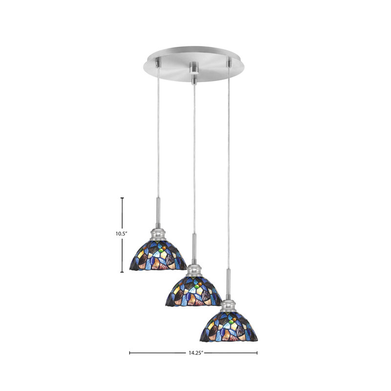 Luminaire suspendu en grappe 3 lumières Edge, Nickel brossé