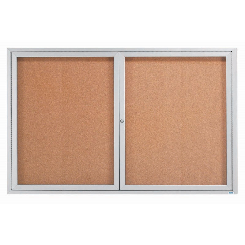 Panneau d'affichage mural fermé avec éclairage DEL, Aluminium anodisé satin transparent, Deux, 48 po x 72 po