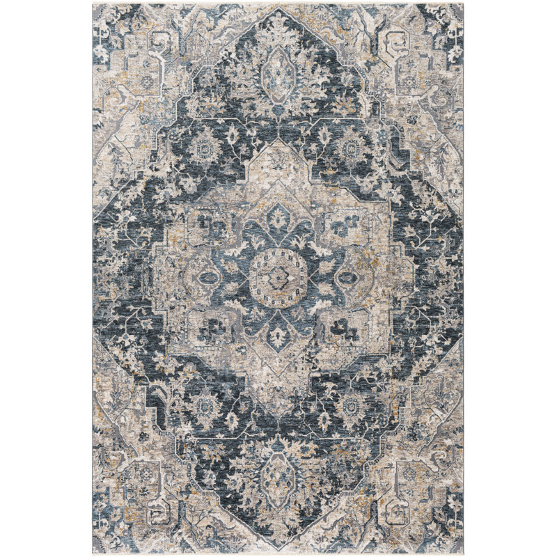 Tapis oriental sarcelle Houserville, Rectangle 6 pi 7 po x 9 pi 6 po