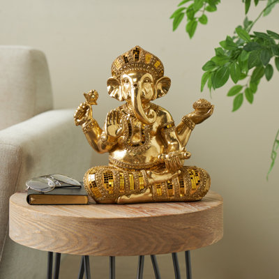 Sculpture Cole et Grey Ganesh en résine avec détails en mosaïque