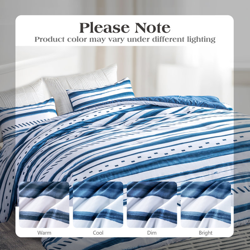 Printed Comforter Set With 100% Cotton Cover, King Comforter + 2 Standard Pillowcases
