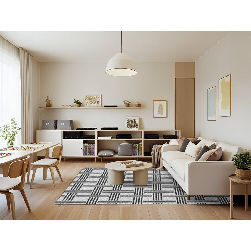 Tapis de zone noire à motifs, Rectangle 7 pi x 9 pi