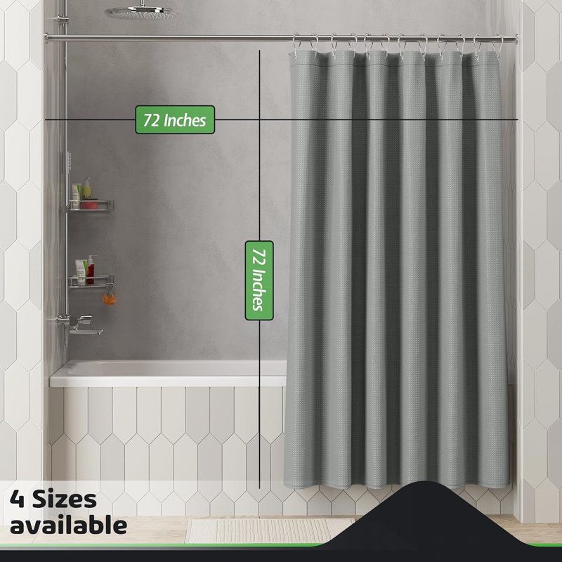 Rideau de douche Waffle Weave, H 72 po x l 72 po, Gris