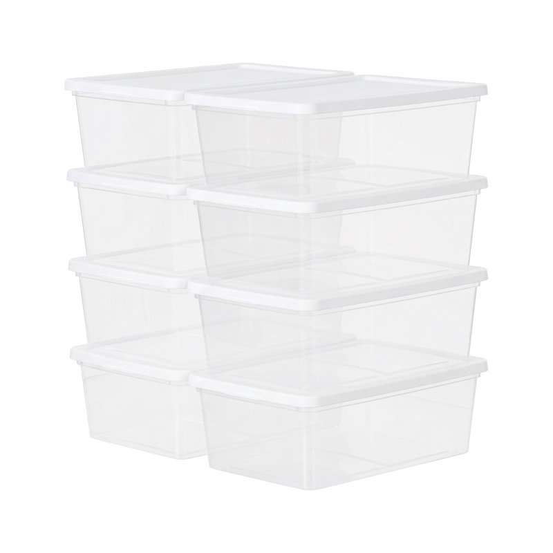 IRIS 6 Quart Plastic Storage Bins with Lids, Stackable Storage Containers and Totes, Clear, 8 Pack