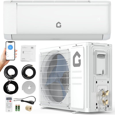 12000 BTU,22 SEER2 110 V Mini Split Air Conditioner,Wifi Enabled Ductless Inverter Wall AC Unit & Heater with Remote,Installation Kit, Pre-Charged Heat Pump System