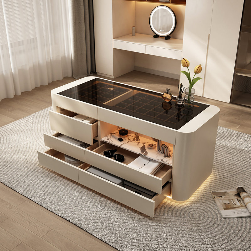 Vitrine à bijoux blanche 39,37 "et coffre de rangement