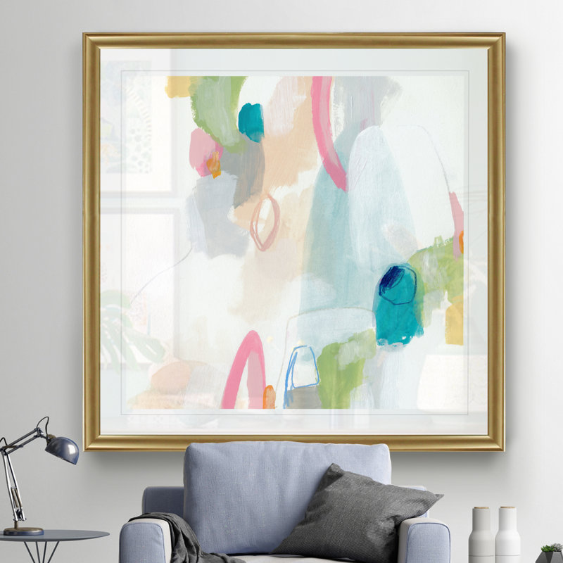 Peinture sur toile, Impression encadrée avec passe-partout, H 30,5 po x l 30,5 po, Doré