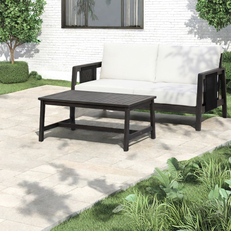 Canapés de patio confortables, ensemble de 2 pièces modernes en bois d'acacia pour la maison de patio