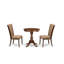 L'ensemble de 3 tables de salle à manger modernes comprend une table ronde en bois et 2 chaises rembourrées en tissu de lin sable clair, acajou