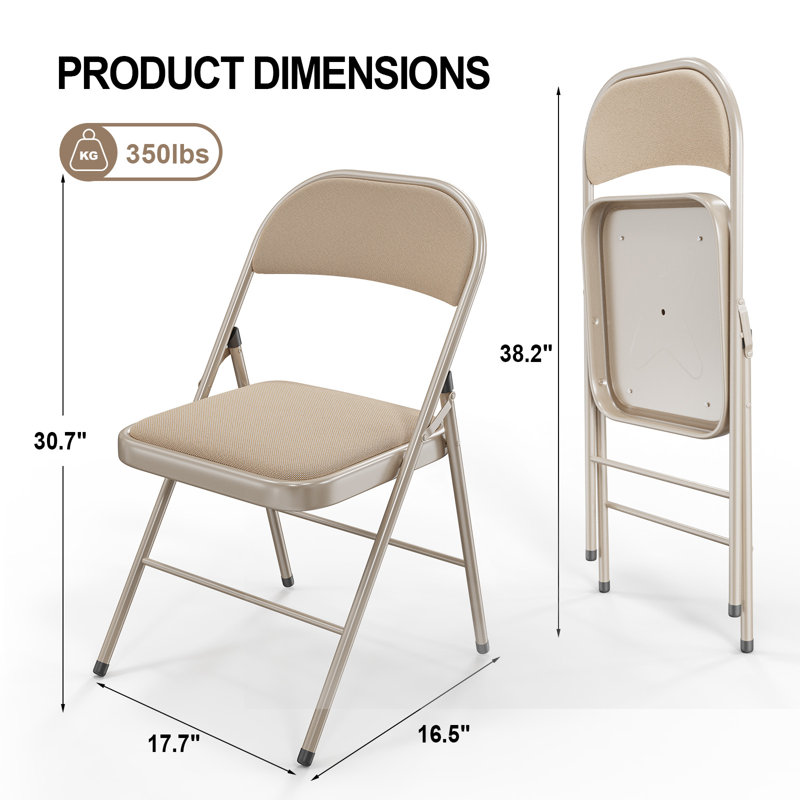10 chaises pliantes rembourrées kaki, Kaki