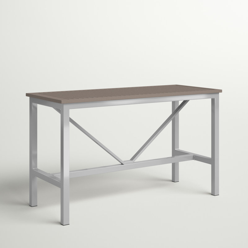 Travira Rectangular Tekwood Outdoor Bar Table, Teakwood Vintage