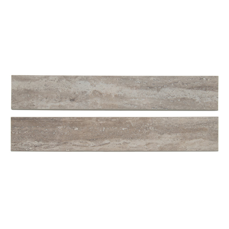 Bordure de carrelage Linden Stone en porcelaine polie, 7,6 cm x 45,7 cm, à bord arrondi., Pierre