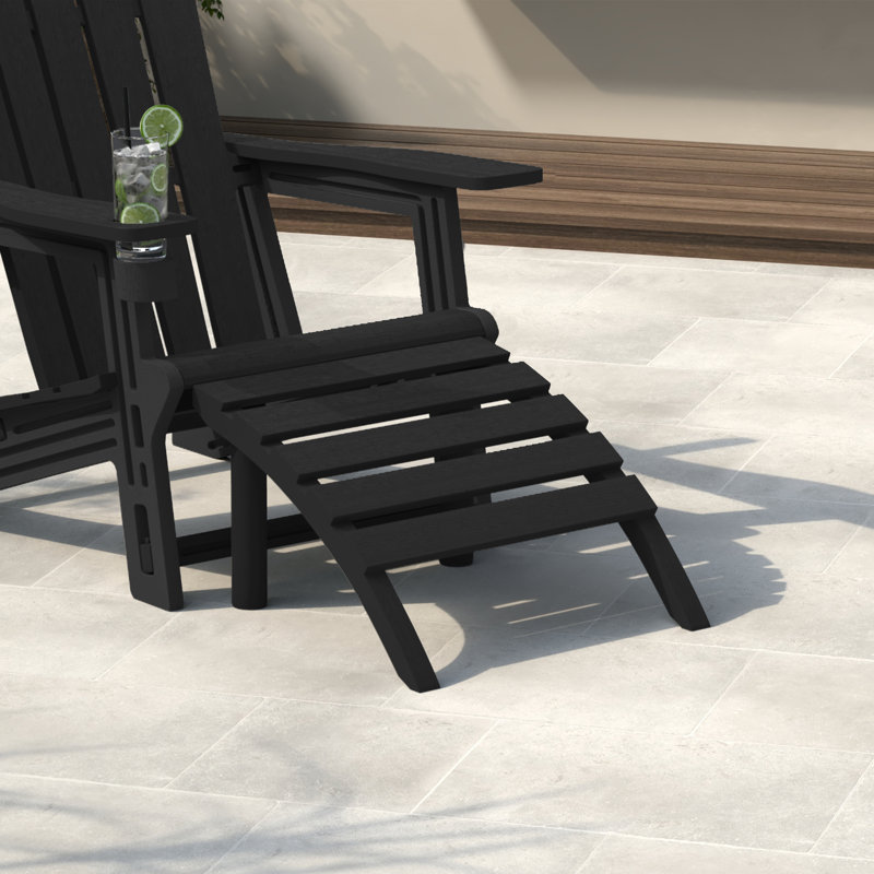 Repose-pieds d'extérieur en poly Adirondack, Noir