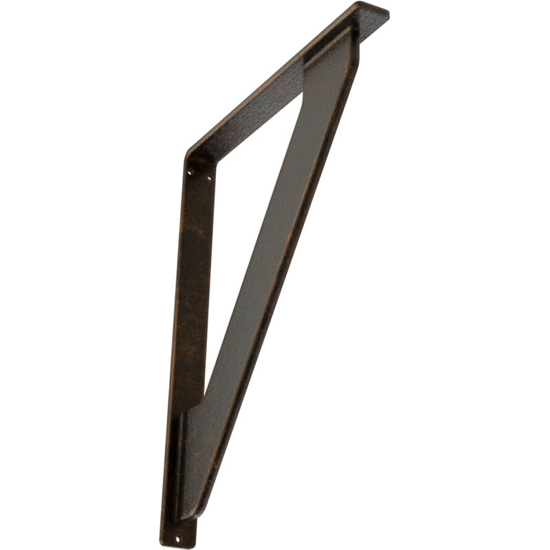 Support traditionnel en fer forgé, Bronze vieilli, H 15 po x l 1,5 po x p 12 po