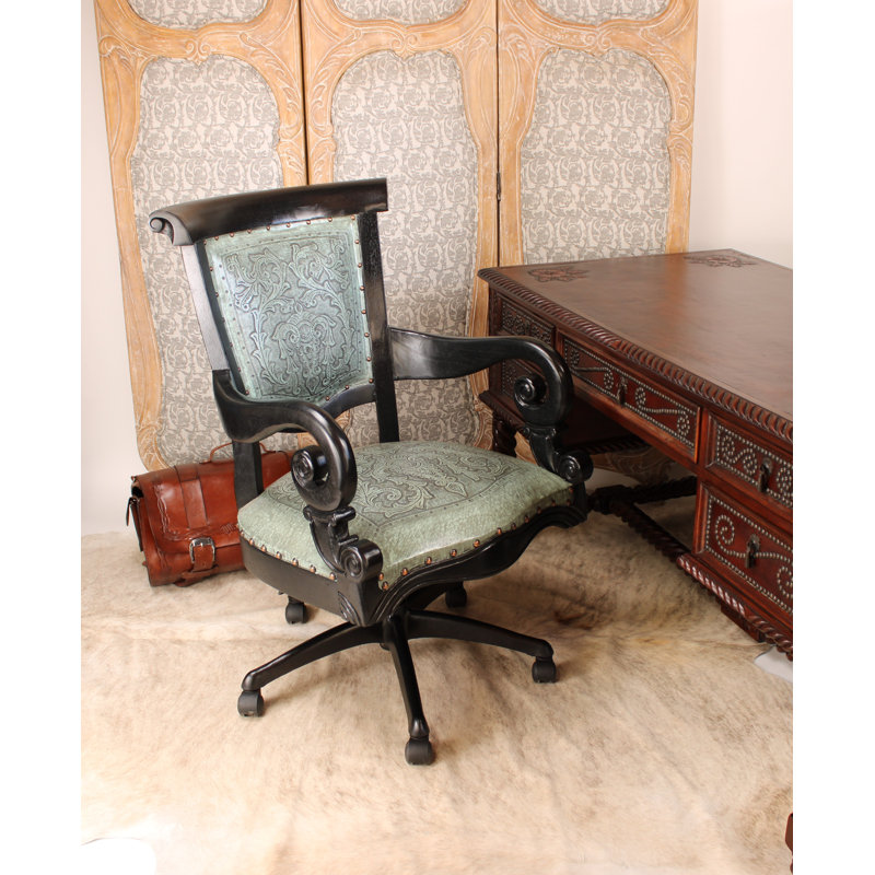 Sammy Leather Swivel Side Chair, Rustic