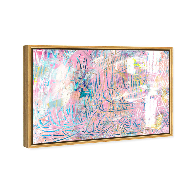 Oliver Gal Tenacious Spirit Abstract - Hand-Applied Glass Coat Framed Canvas Art, Gold, 36" H x 54" W