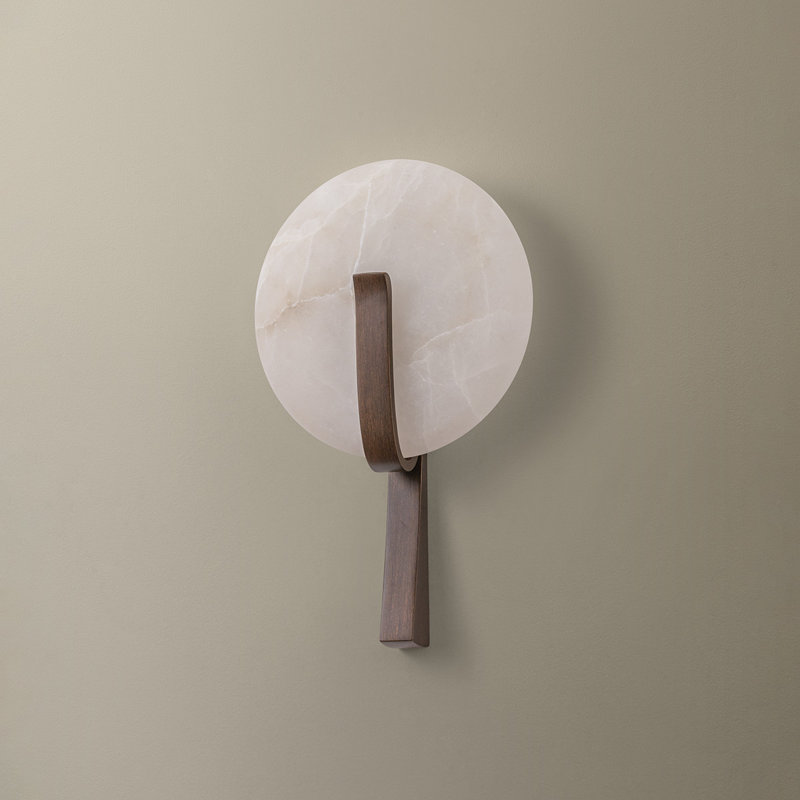Thira 9.75" Alabaster Wall Sconce, Bronze Leaf