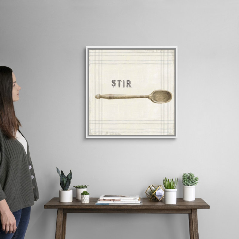 Reproduction d’art sur toile, "pancarte de cuisine", H 26 po x l 26 po x P 1,75 po, Cadre flottant blanc