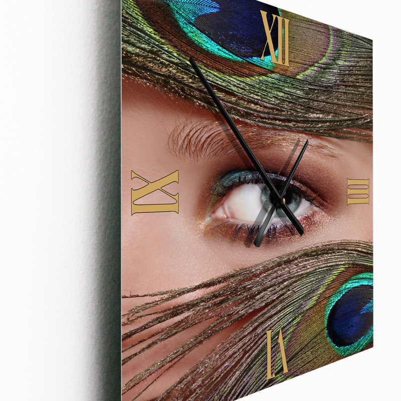 Oeil et plumes de paon - Horloge murale bohémienne et éclectique, Très grand