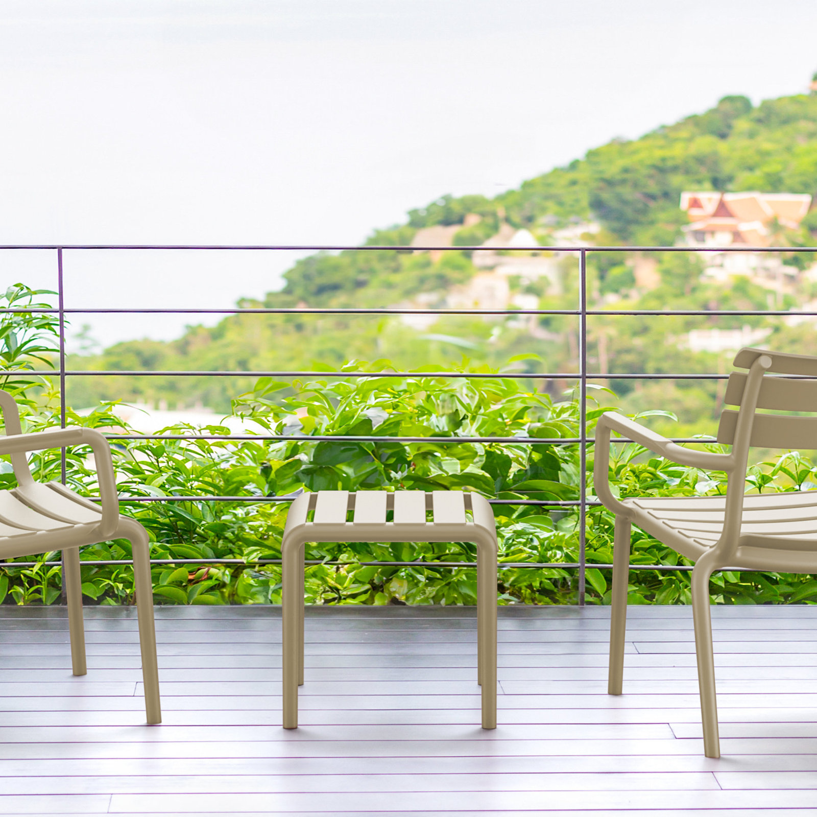 Paris 16" Outdoor Side Table, Taupe