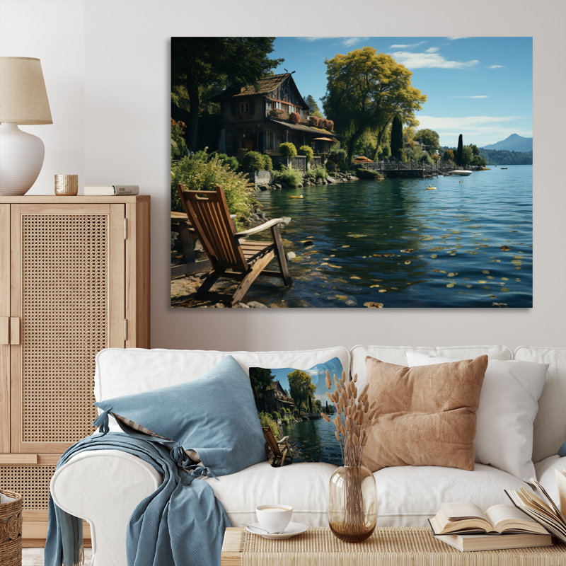 Bernece " Germany Lakeside Serenadea Tranquil ", H 30 po x l 40 po x P 1,5 po, Toile tendue