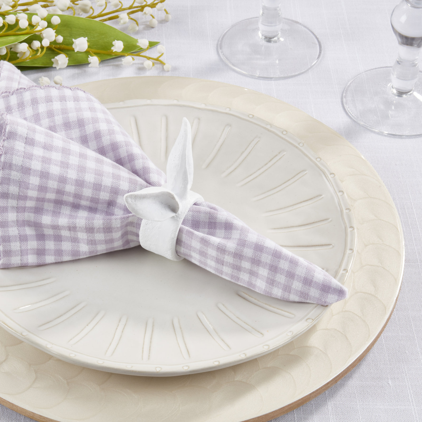 Bunny Ears Napkin Ring, White