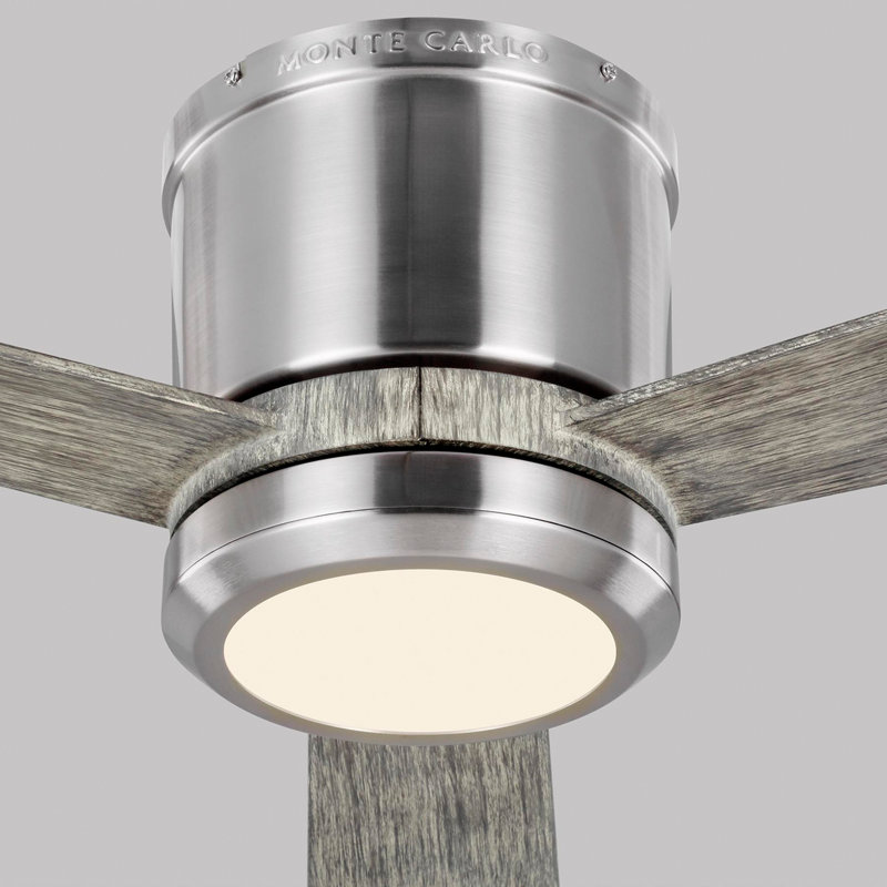 Rodrick Ceiling Fan with LED Lights, Brushed Steel with Grey Weathered Oak Blades, 42"