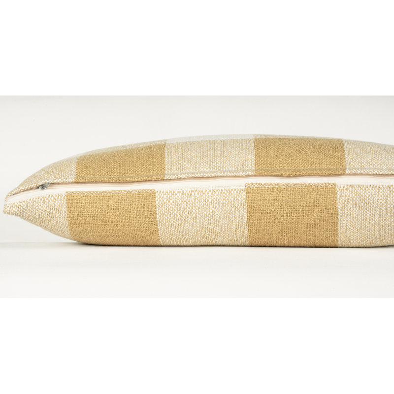 Coussin Birch Lane Cleveland, Polyester, Jaune à carreaux