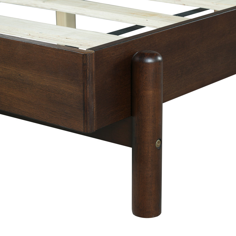 Bed Frame Set With 2 Nightstands, Light Grey/Walnut, King