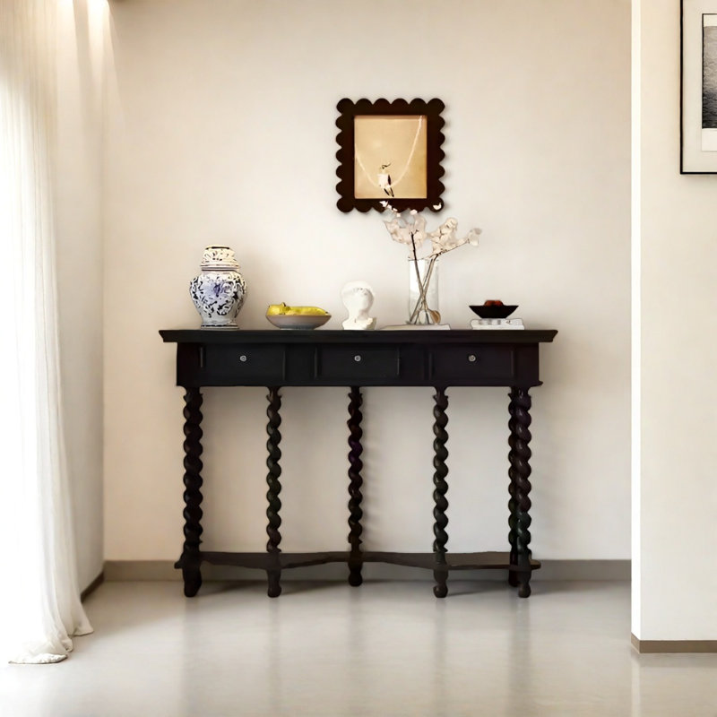 Console rétro avec tiroirs, H 33,46 po x l 59,06 po x P 16,93 po