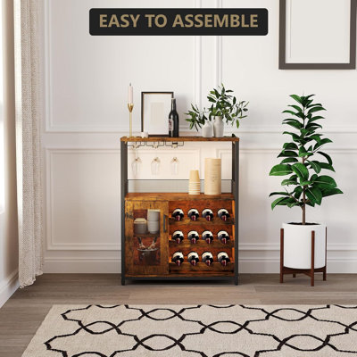 Armoire à vin avec tablettes réglables, refroidisseur à vin, mini bar pour la maison, support à vin en bois de ferme, armoire à liqueurs de 36 po de hauteur pour la maison, la cuisine, la salle à manger, le salon
