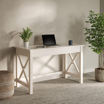 Bureau d'écriture Phawak avec pieds en X, finition blanche