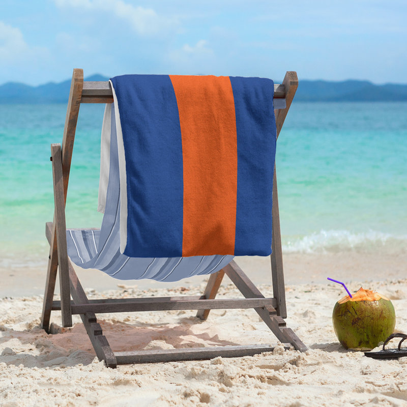 Lightweight Beach Towel, Poly/Cotton, Royal Blue/Orange/Royal Blue