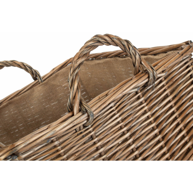 Wicker Lined Log Storage Basket, 43cm H x 35cm W x 46cm D